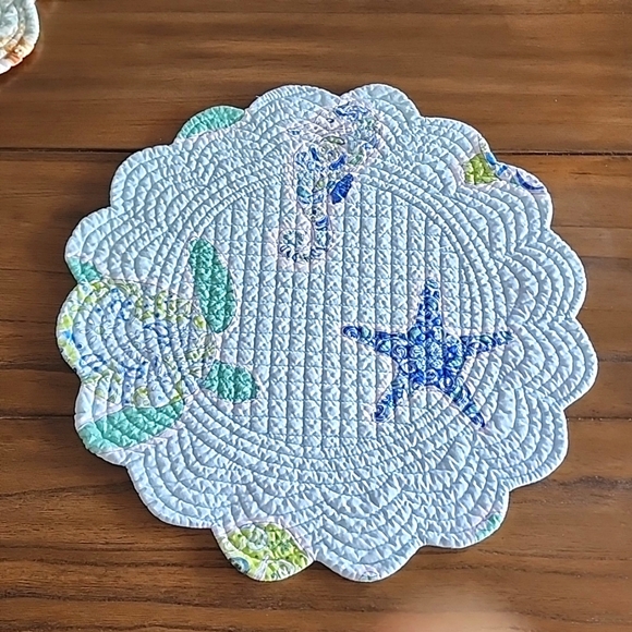 Set of 5 mismatched beach quilted placemats - Picture 5 of 12